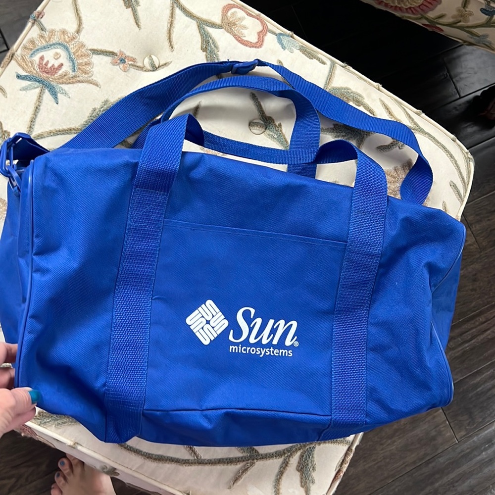 Sun Microsystems gym bag duffel bag blue